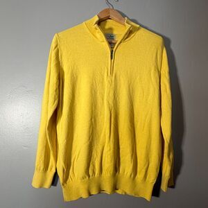 L.L.Bean Sweater Size L Cotton Cashmere Yellow 1/4 Zip Pullover Men’s
